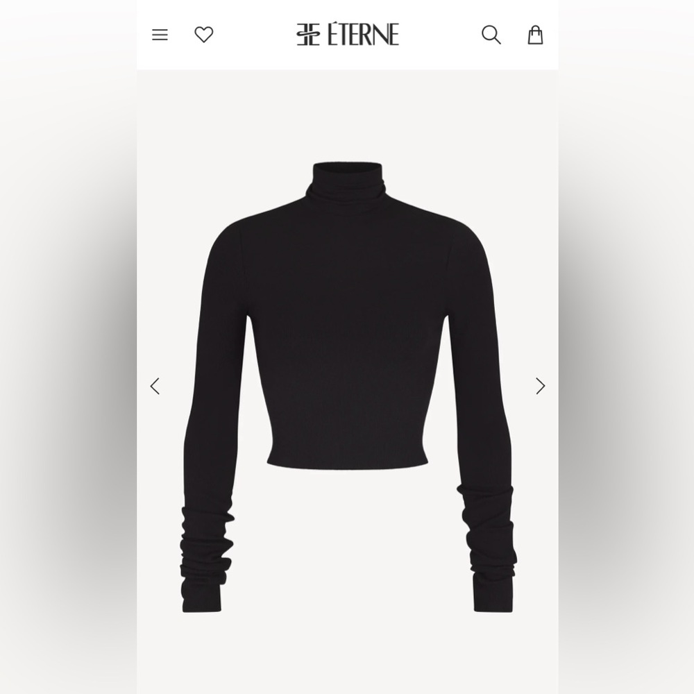 Eterne Black Cropped Fitted Turtleneck Top - Picture 2 of 6
